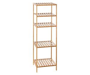 Five Étagère de Rangement en Bambou avec 4 Plateaux + 1 Plateau modulable pour Un Rangement Malin et Optimal - Multi usages - Exotique et Zen