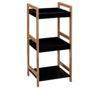 Five - Étagère de Salle de Bain 3 Niveaux en Bambou et Bois Noir H 80 cm