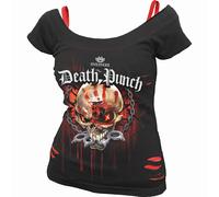 Five Finger Death Punch Assassin Ripped Top Black & Red S Femme T-shirt