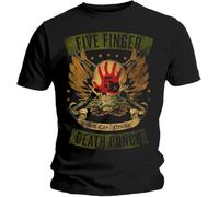 Five Finger Death Punch T Shirt Trouble Locked & Loaded Official Licensed Black9617-M(Large)