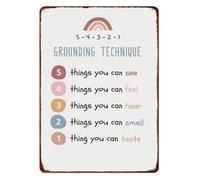 Five Four Three Two One Grounding Metal Tin Sign Anxiety Mindfulness Coping Strategy Mental Health Wall Decor 8 X 12 inch