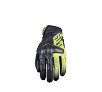 Five Gants Moto Homme RSC Evo Noir et Jaune - Coque Carbone Véritable Ergo PROTECH® - Paume Cuir de Chèvre Pleine Fleur - Tactiles Touch Screen et Ventilés - Protection Homologuée CE KP1