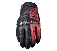 Five Gants Moto Homme RSC Evo Noir et Rouge - Coque Carbone Véritable Ergo PROTECH® - Paume Cuir de Chèvre Pleine Fleur - Tactiles Touch Screen et Ventilés - Protection Homologuée CE KP1
