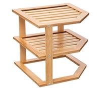 Paris Prix – Étagère d'angle Slant 2 niveaux 25 cm Bambou Naturel