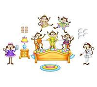 Five Little Monkeys Jumping On The Bed Feutres Flanelle Story 26 pièces prédécoupées + 6 pages de coloriage/activité suggestions de leçons