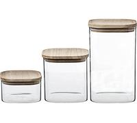 5five Bocaux hermétiques en verre avec couvercle en bois – Lot de 3