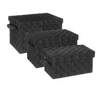 FIVE Simply Smart - Lot de 3 Paniers de Rangement "Déco" 40cm Noir Noir G