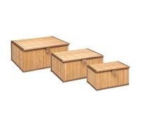 Five - Lot de 3 Paniers avec couvercles en Bambou Naturel
