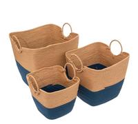 Five - Lot de 3 Paniers de Rangement Beige et Bleu pétrole