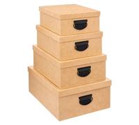 Five - Lot de 4 Boites de Rangement Beige Lin Aspect Jute