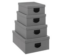 FIVE Simply Smart - Lot de 4 Boîtes de Rangement Jute 39cm Gris