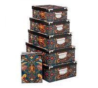 Five - Lot de 6 Boîtes de Rangement avec poignées et Coins en métal déco Amazonie