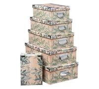 Five - Lot de 6 Boîtes de Rangement avec poignées et Coins en métal déco Harmony