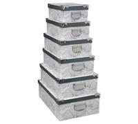 Five - Lot de 6 Boîtes de Rangement avec poignées et Coins en métal déco Noir & Blanc