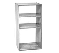 Five - Meuble Etagère de Rangement en Bois Gris 3 Cases Mix n' modul