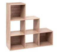 Five - Meuble Étagère escalier 6 Cases de Rangement Effet chêne Naturel H 102 cm