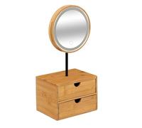 Five - Miroir LED pivotant 3 intensités Lumineuses et Organiseur 2 Tiroirs en Bambou