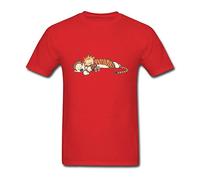 FIVE Miumine Men's Thomas Calvin And Hobbes Tiger Sleep Short Sleeve T-Shirt