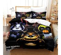 Five Nights At Freddy's Housse De Couette 3D Imprimé Anime Housses De Couettes Pour Adultes Et Enfants Avec Taies Parure De Lit E Avec Fermeture À Glissière Microfibr 3 Pièces Single（140x200cm）