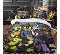 Five Nights At Freddy's Housse De Couette Pour Adultes Et Enfants Housses De Couettes 3D Imprimé Anime Avec Taies Microfibr E Avec Fermeture À Glissière Parure De Lit 3 Pièces King（220x240cm）