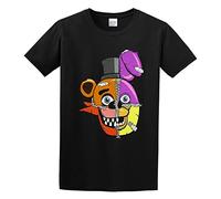 Five Nights at Freddys Split Face Boys Youth Unisex O-Neck 100% Cotton Short-Sleeve T-Shirts Black XXXL