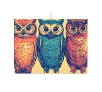 Five Owls Grand tapis égouttoir à vaisselle en microfibre réutilisable et lavable pour accessoire de cuisine 45,7 x 61 cm