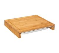 Five - Planche à découper en Bambou avec bac tiroir intégré en INOX 35 x 28.5 cm
