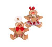 (Five pointed star gi) 2Pcs Handmade Christmas Gingerbreads Man Stuffed Plush Dolls Ornaments Seasonal Shelf Decors Holiday Hanging Pendants