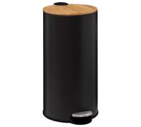 Poubelle en métal et bambou - 30 L - Noir Noir