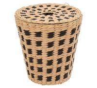 Five - Poubelle de Salle de Bain avec Couvercle tressé Naturel et Noir 7 L