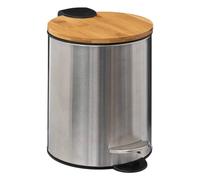 Five - Poubelle de salle de bain en Inox et Bambou Soft Close 3 L