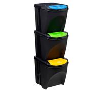FIVE Poubelle x 3 Plastique 20 l Classification, Noir