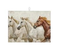 Five Running Horses Grand tapis égouttoir en microfibre réutilisable lavable pour accessoire de cuisine 45,7 x 61 cm