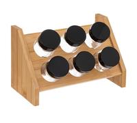 Five Secret de gourmet BABALI Présentoir à épices Bambou avec 6 Pots en Verre.