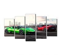 Five-Seller 5 Panneaux Rouge Et Vert Lamborghini Huracan Evo Spyder 2019 Voiture De Sport Toile Peinture À L'huile Mur Art Photo Impression Sur Toile Artwork for Home Decor (Pas de cadre,75_x_150_cm)