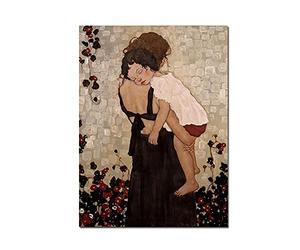 Five-Seller Célèbre Peinture Abstraite Mère Et Enfant par Gustav Klimt Peinture sur Toile Mur Art Reproduction Affiches Et Impressions Photo pour Salon (1,100x160cm-Sans Chassis)