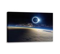 Five-Seller Espace du Ciel Lunaire Paysage Naturel Affiches Et Impressions Peinture à l'huile sur Toile Grande Taille Photo Art Mural pour Salon Décor (1,30x45cm-Sans Chassis)