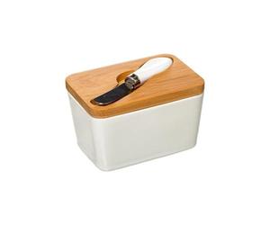 FIVE Simply Smart - Beurrier & Couteau "Grès" 13cm Blanc