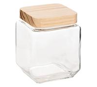 FIVE Simply Smart - Bocal Carré Verre & Pin "Nyna" 1,25L Transparent