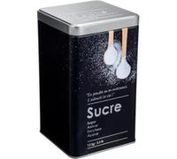 Boîte de rangement AC-Deco Boite alimentaire - Relief II - sucre en poudre - 10.8 x 10.8 x 18.4 cm - Fer et étain - Noir