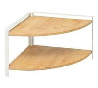 Five Simply Smart - Étagère d'angle 2 niveaux en bambou et métal ORDERA - Beige et blanc - Ordera G