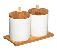 Lot de 2 Pots à Épices "Céramique" 18cm Blanc