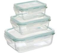 Five - Set de 3 Boites de conservation rectangles en Verre avec fermeture par clips