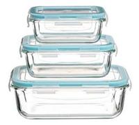 Five - Set de 3 Boites de conservation rectangles en Verre avec fermeture par clips