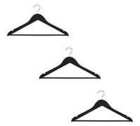 FIVE Simply Smart - Lot de 3 Cintres en Bois "Anti-Dérapant" 44cm Noir Noir, Noir G