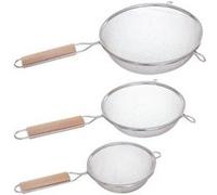- Lot de 3 Passoires Inox & Bois "Sieve" 35cm Argent