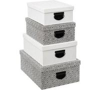 - Lot de 4 Boîtes de Rangement Effet Relief 39cm Blanc