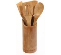 FIVE Simply Smart - Lot de 4 Ustensiles & Pot de Cuisine "Bambou" Naturel Marron G