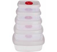 FIVE Simply Smart - Lot de 5 Boîtes de Conservation "Micro-Ondes" 25cm Blanc Rouge G
