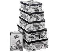 Lot de 6 Boîtes de Rangement "Dolce Vita" 48cm Noir & Blanc